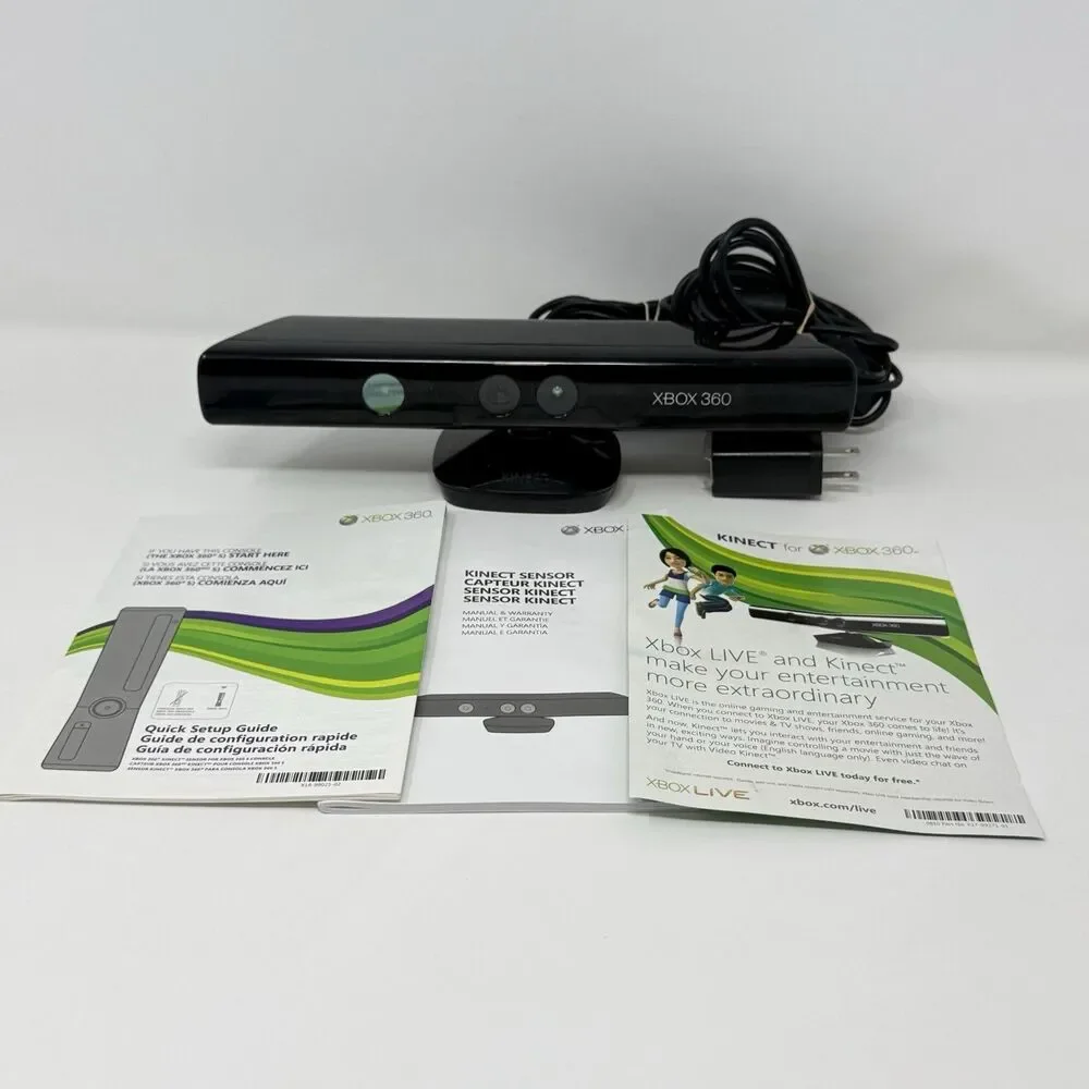 Microsoft Xbox 360 Kinect Sensor Bar Box 6 Games AC Adapter Tested Bundle